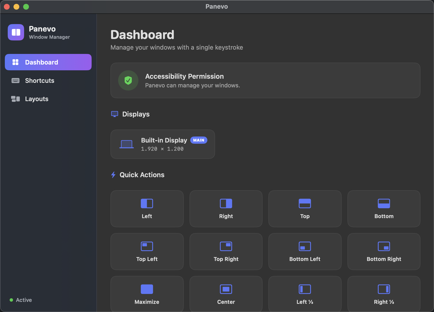 Panevo dashboard